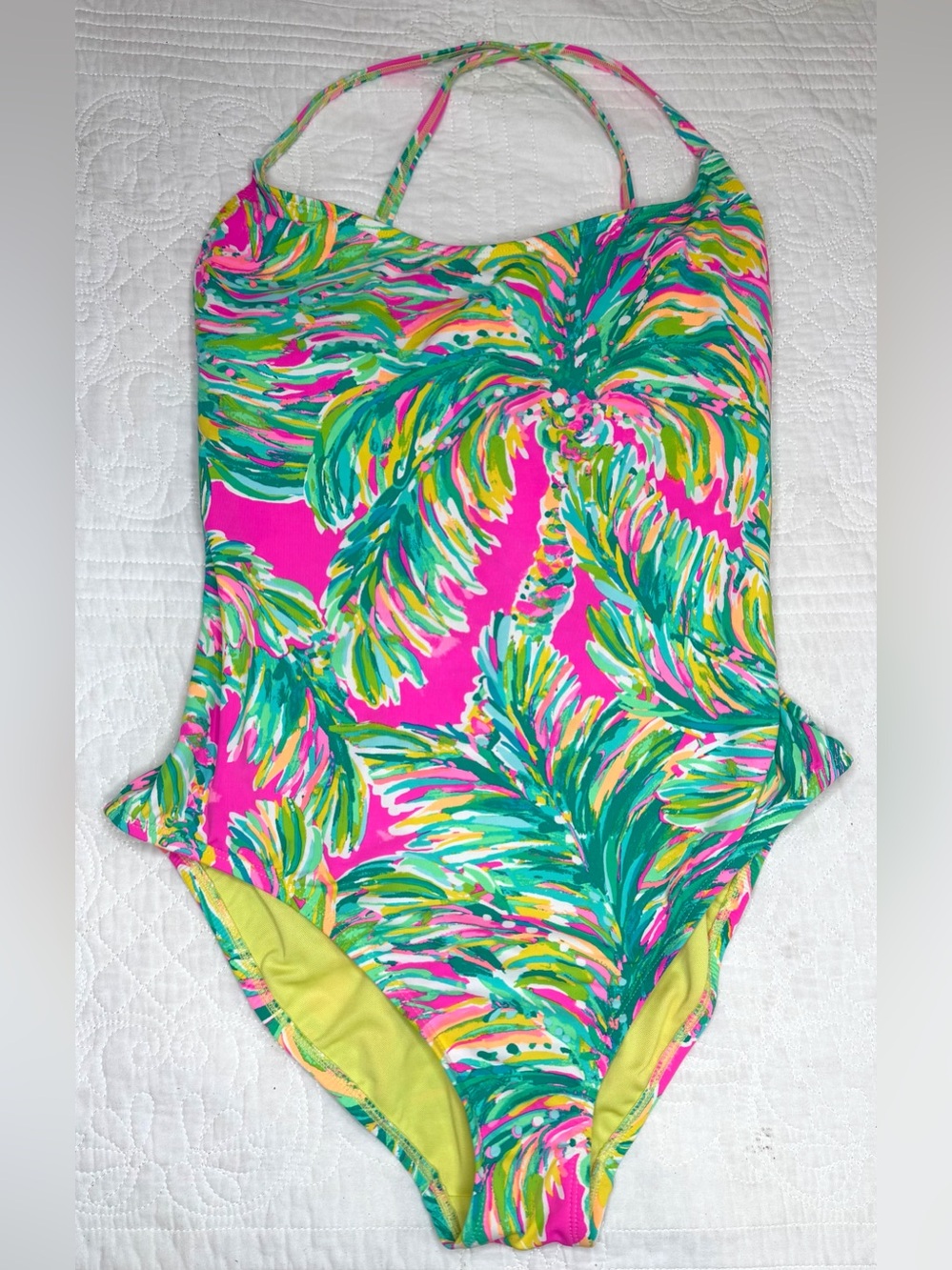 Lilly Pulitzer Azalea Multicolor Shady Lady One Piece Swimsuit Sz 12 EUC